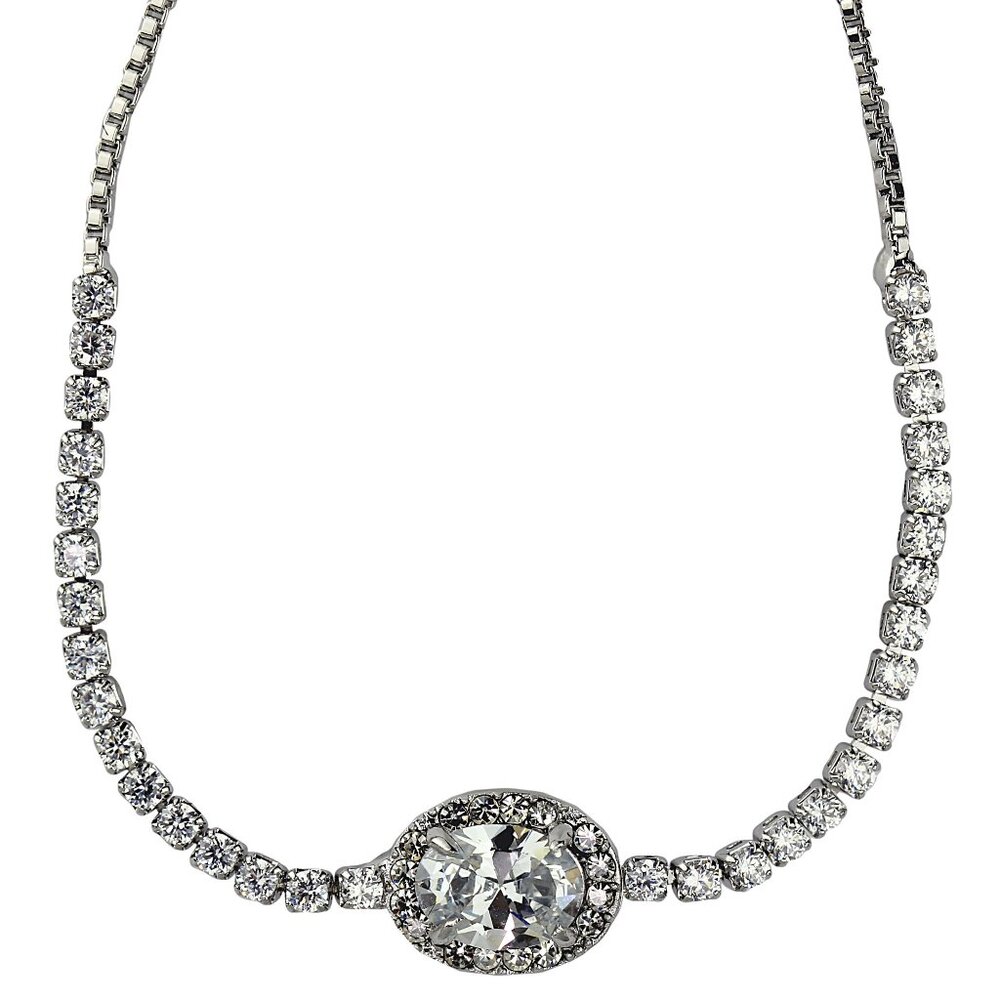 Oval-Cut Cubic Zirconia Friendship Slider Bracelet Silver Toned NWT - Picture 3 of 4